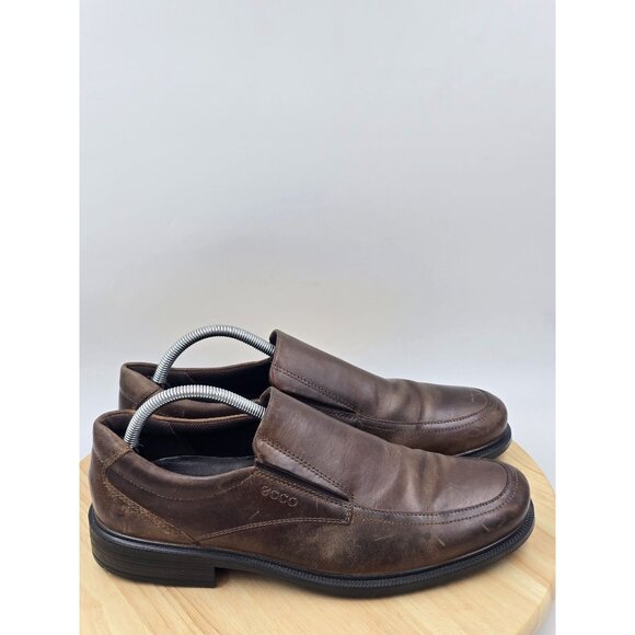 Ecco Loafers Shoes Mens Brown Brown Leather Slip On Casual Eu 43 U.S 9-9.5 - Picture 1 of 8